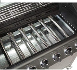 Gas BBQ Grill 7 Burner (6 Main + 1 Side Burner), Outdoor Barbecue with Warming Rack, Side Burner, Temperature Gauge, Weatherproof Cover, Black