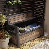227L Outdoor Storage Bench, Resin Storage Box, Brown