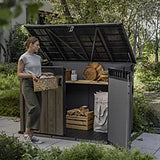 2020L Resin Outdoor Storage Box, Garden Storage Unit, Walnut, 6 × 3 ft