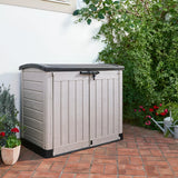 1200L Plastic Outdoor Storage Box, Garden Storage Unit, Beige & Brown
