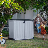 880L Outdoor Bin Storage Unit, Resin Storage Box, 132 × 71.5 cm, Grey