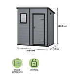 6 × 4 ft Pent Resin Garden Shed with Floor and Window, Grey